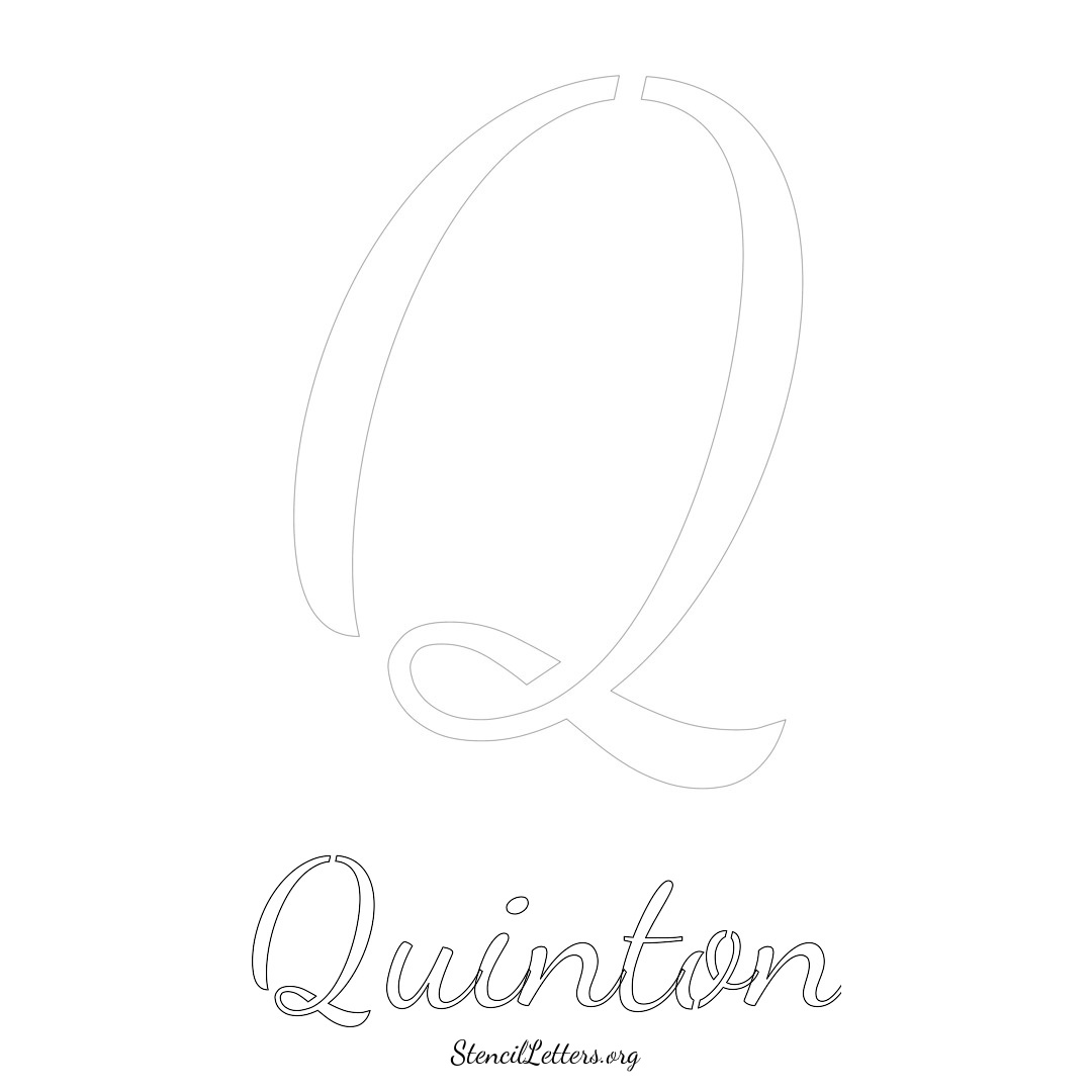 Quinton printable name initial stencil in Cursive Script Lettering