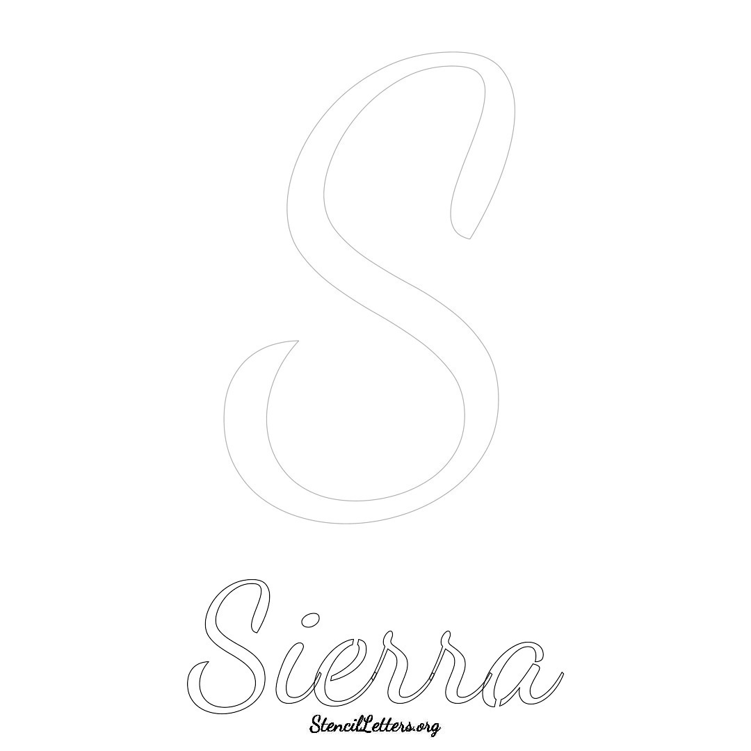 Sierra printable name initial stencil in Cursive Script Lettering