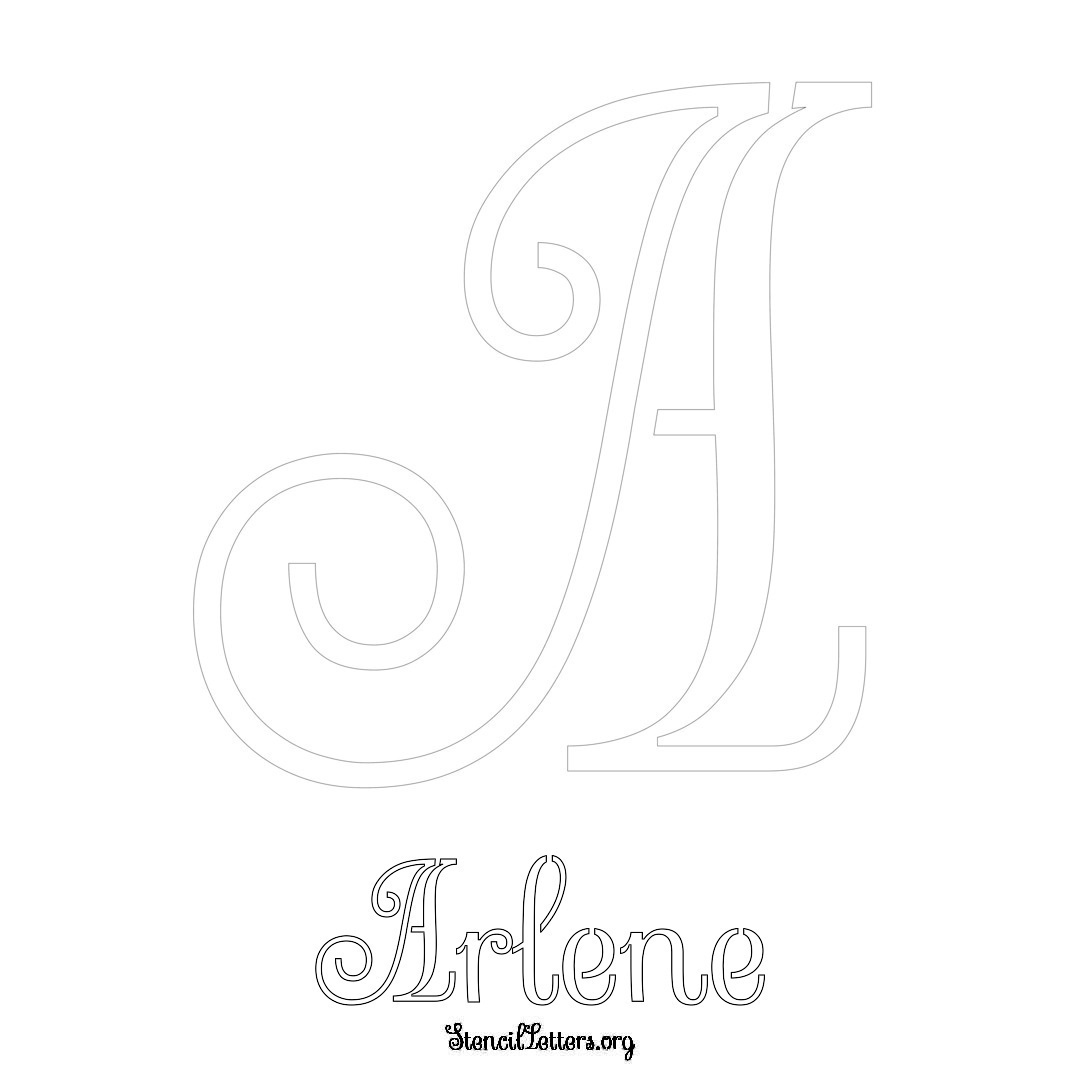 Arlene printable name initial stencil in Ornamental Cursive Lettering