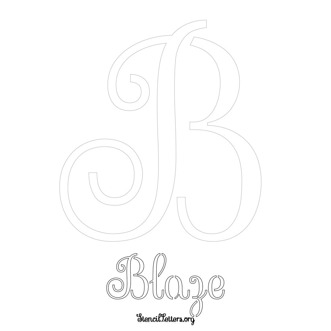 Blaze printable name initial stencil in Ornamental Cursive Lettering