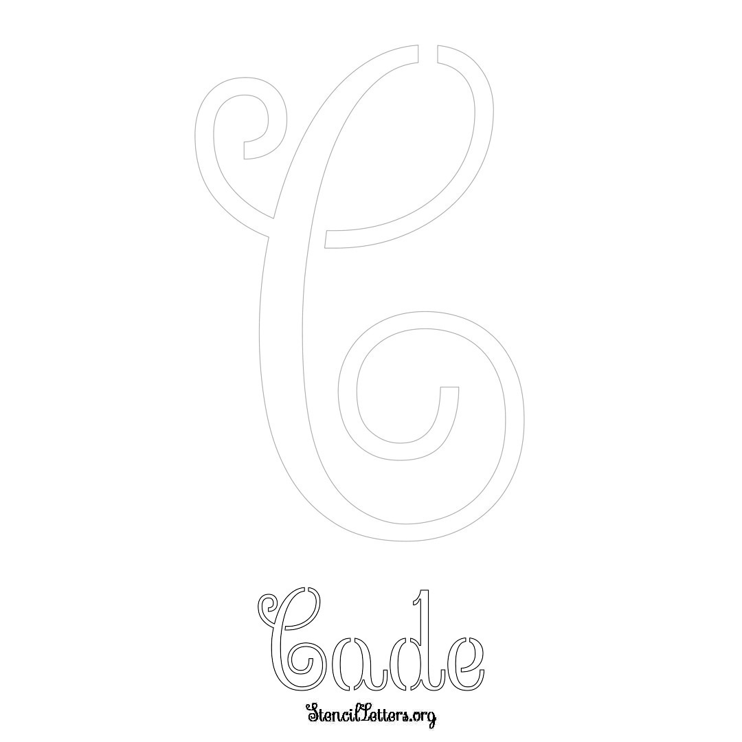 Cade printable name initial stencil in Ornamental Cursive Lettering