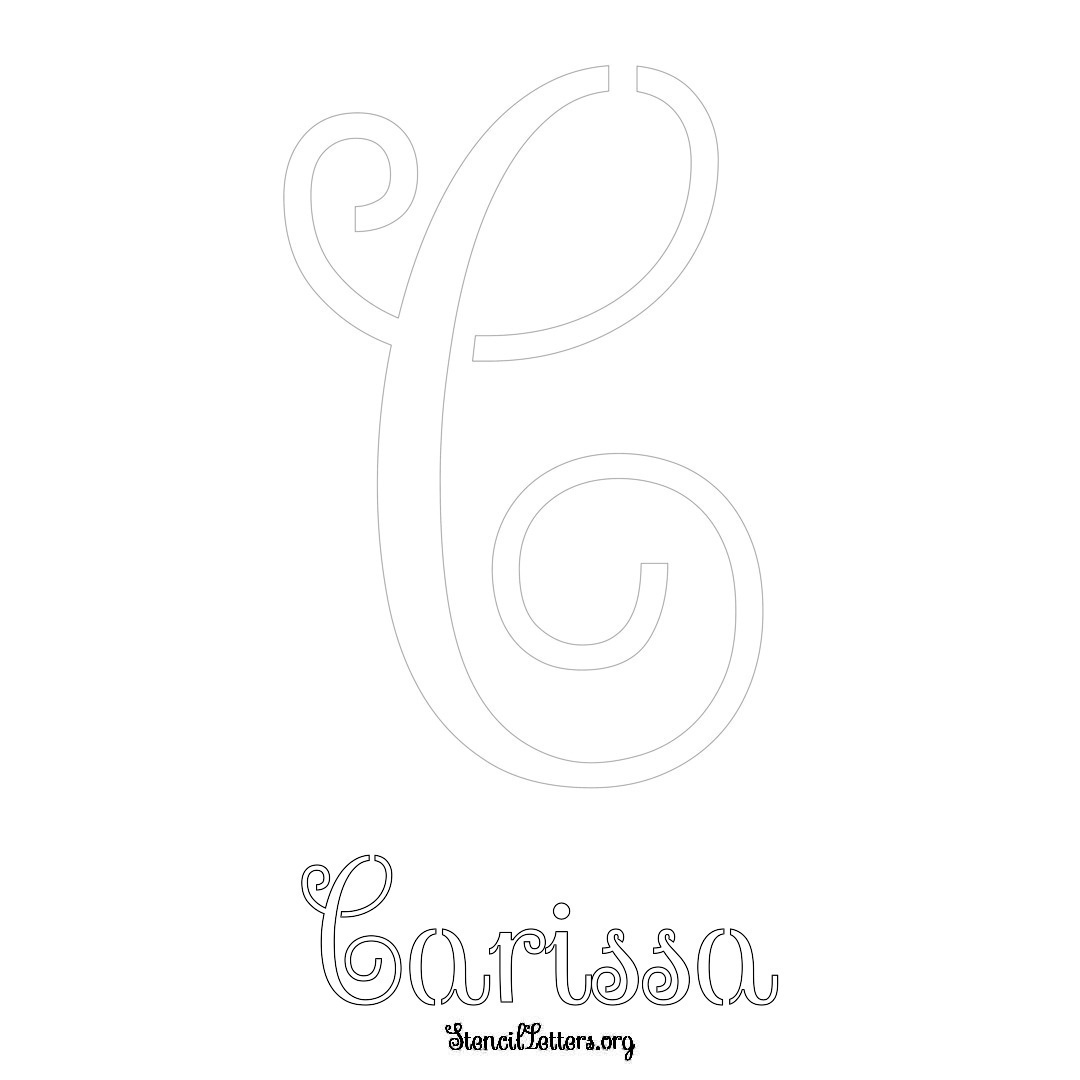 Carissa printable name initial stencil in Ornamental Cursive Lettering