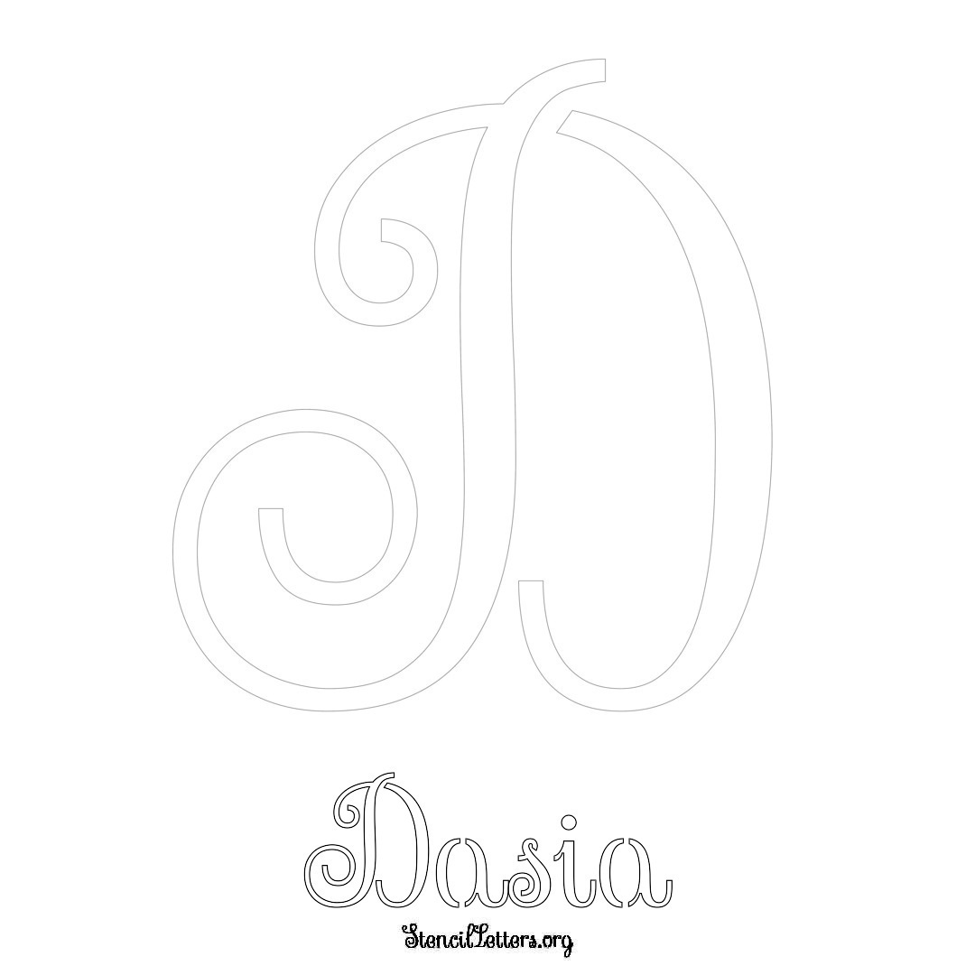 Dasia printable name initial stencil in Ornamental Cursive Lettering