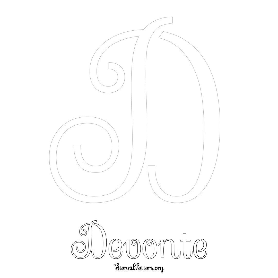 Devonte printable name initial stencil in Ornamental Cursive Lettering