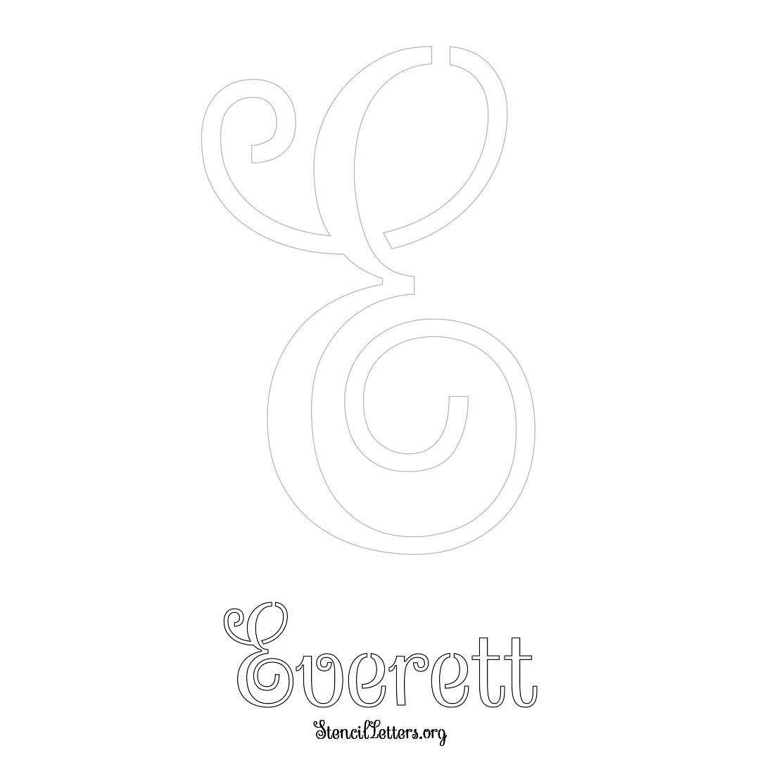 Everett printable name initial stencil in Ornamental Cursive Lettering
