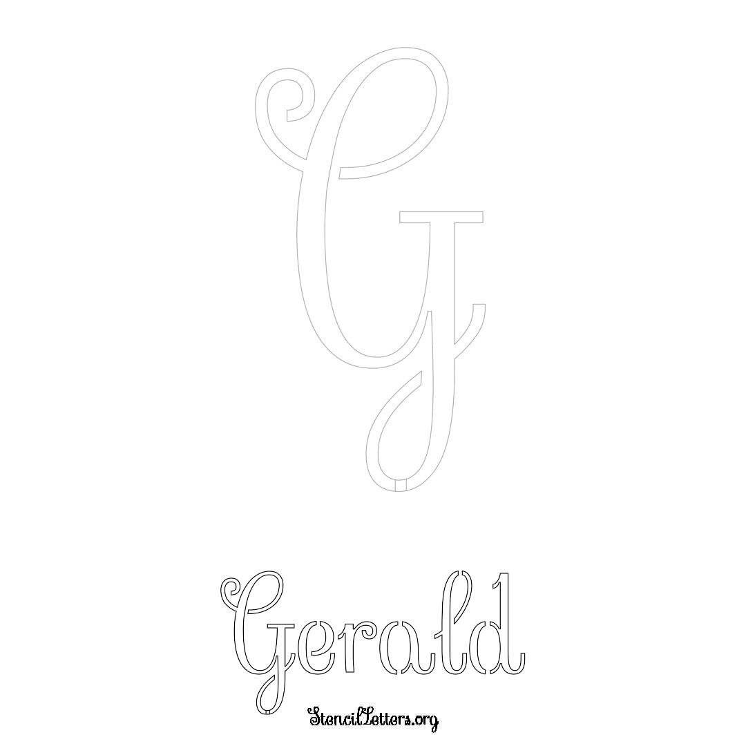 Gerald printable name initial stencil in Ornamental Cursive Lettering