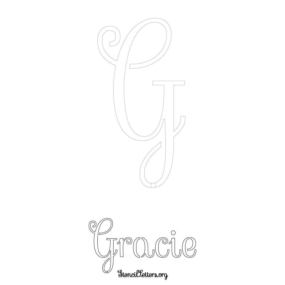 Gracie printable name initial stencil in Ornamental Cursive Lettering