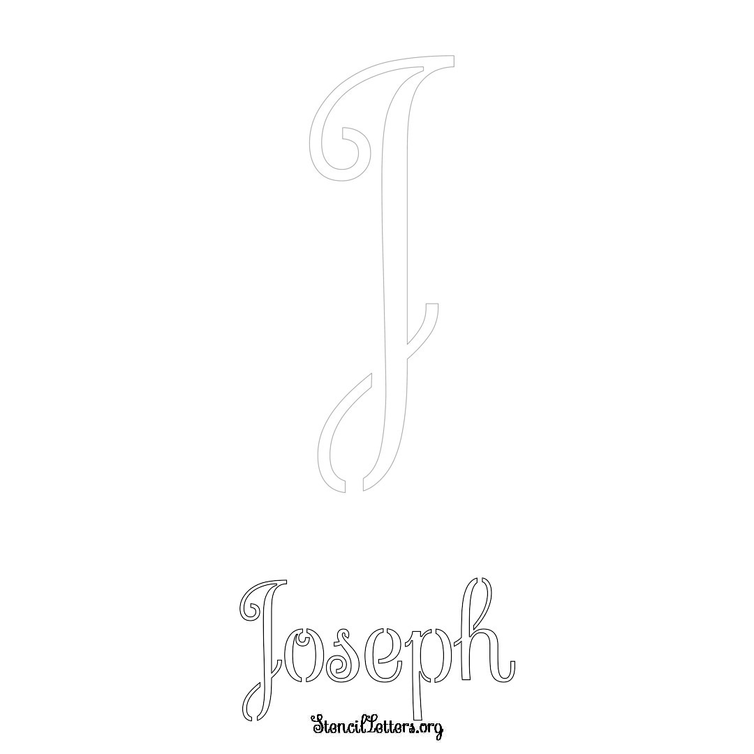 Joseph printable name initial stencil in Ornamental Cursive Lettering