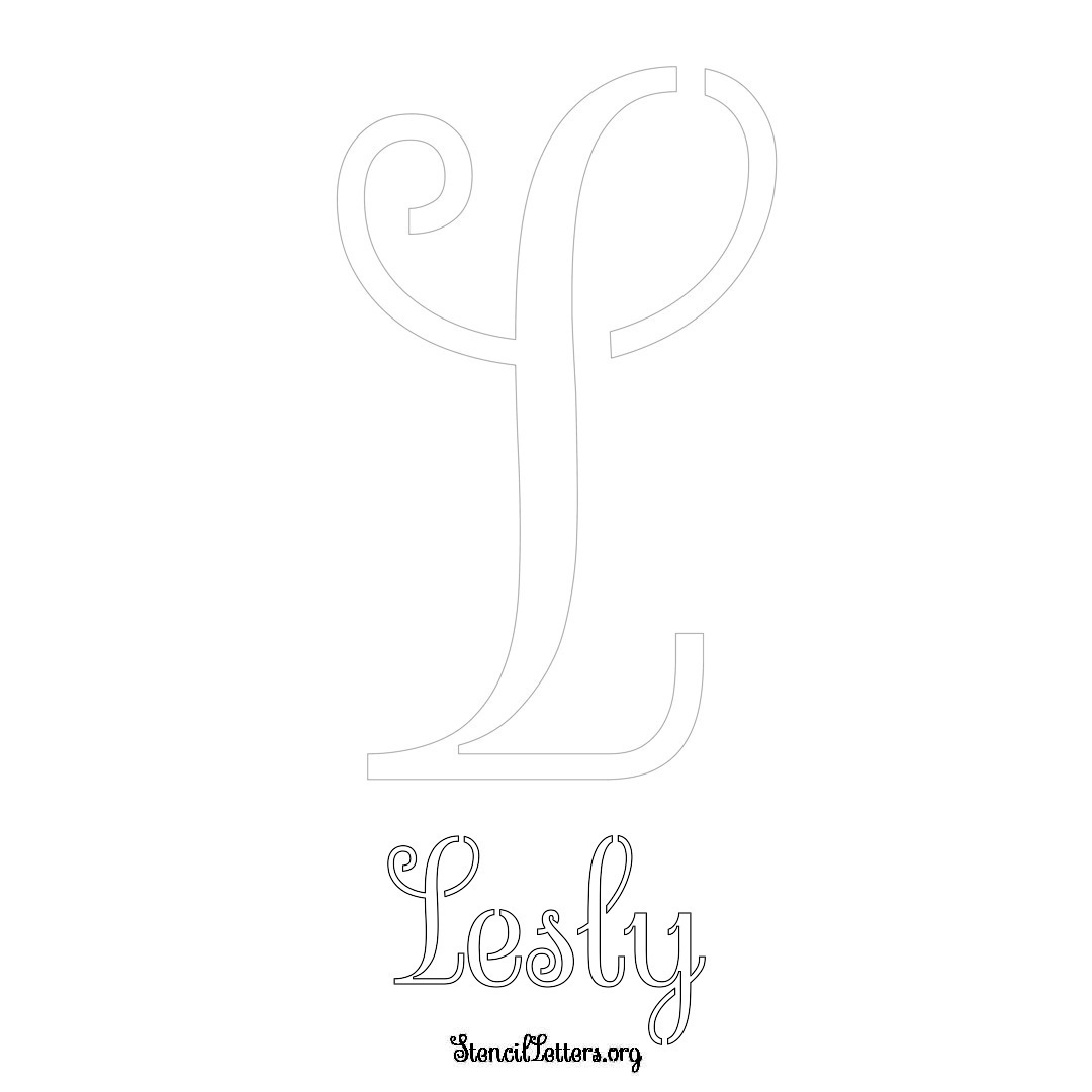 Lesly printable name initial stencil in Ornamental Cursive Lettering