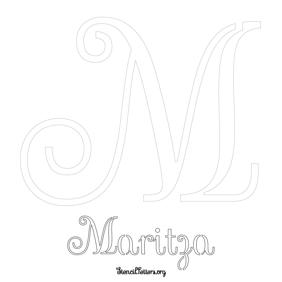 Maritza printable name initial stencil in Ornamental Cursive Lettering