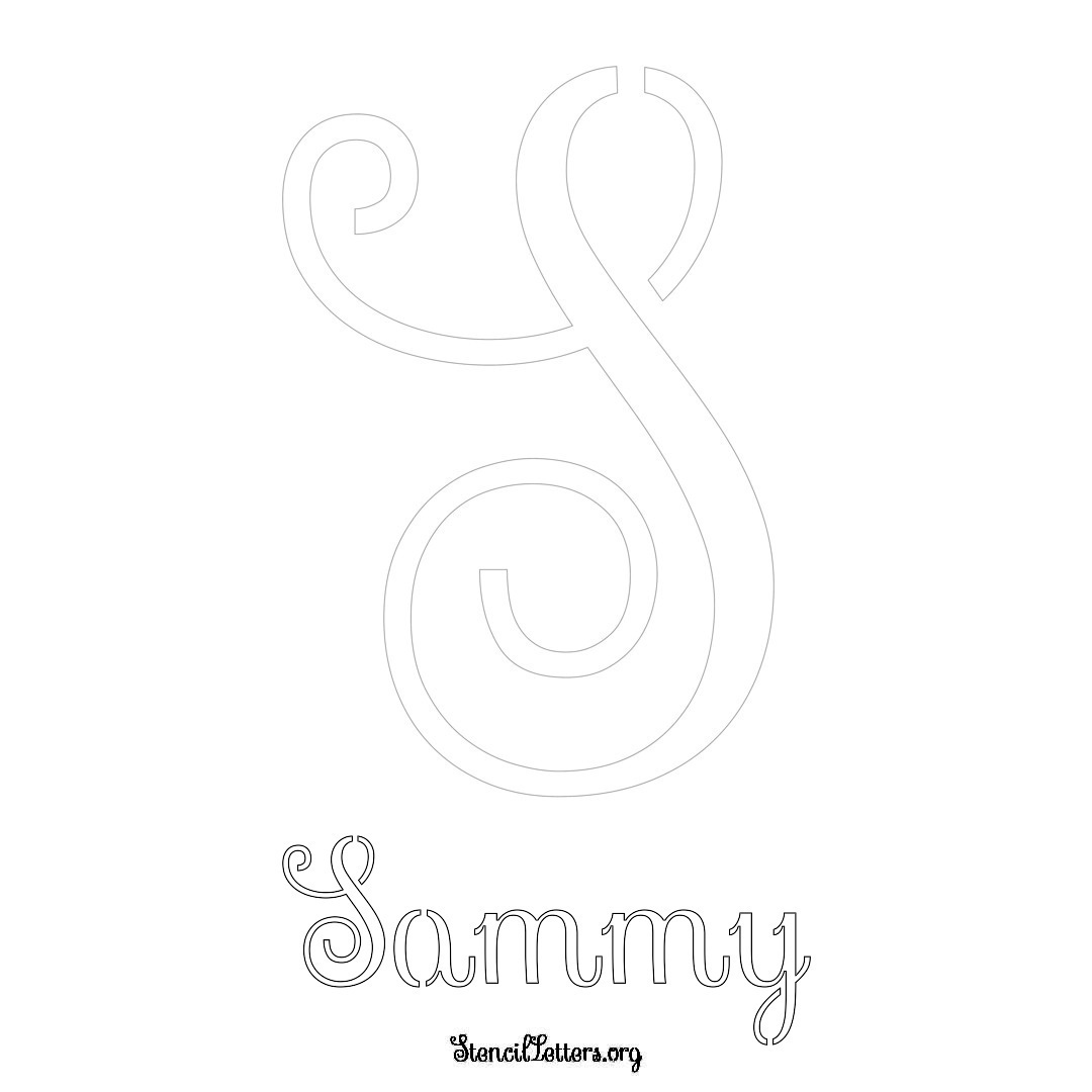 Sammy printable name initial stencil in Ornamental Cursive Lettering