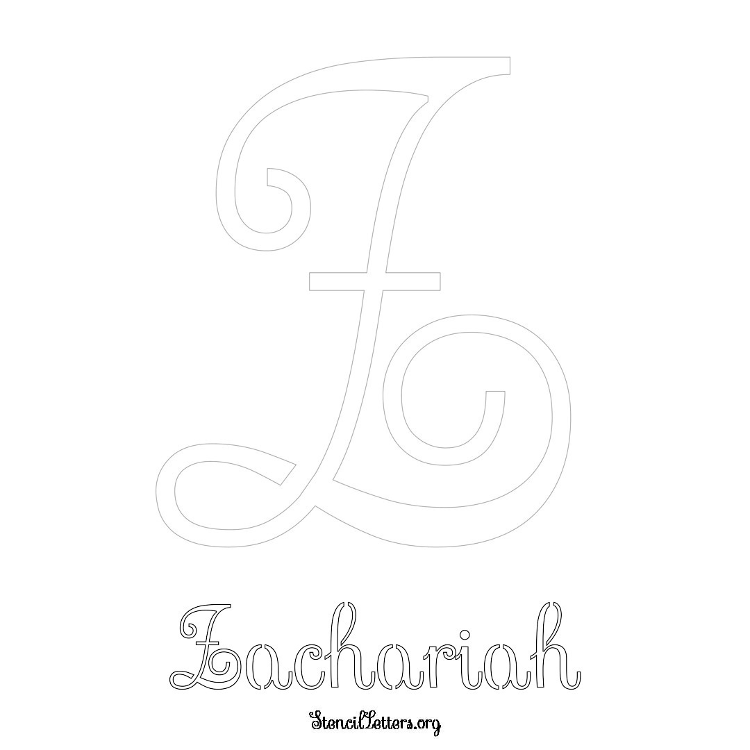 Zachariah printable name initial stencil in Ornamental Cursive Lettering