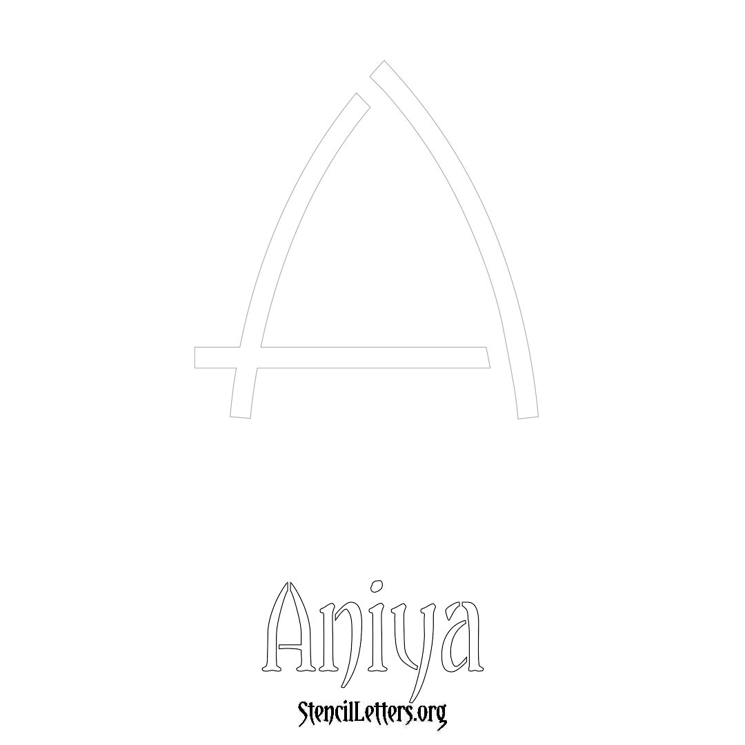 Aniya printable name initial stencil in Simple Elegant Lettering