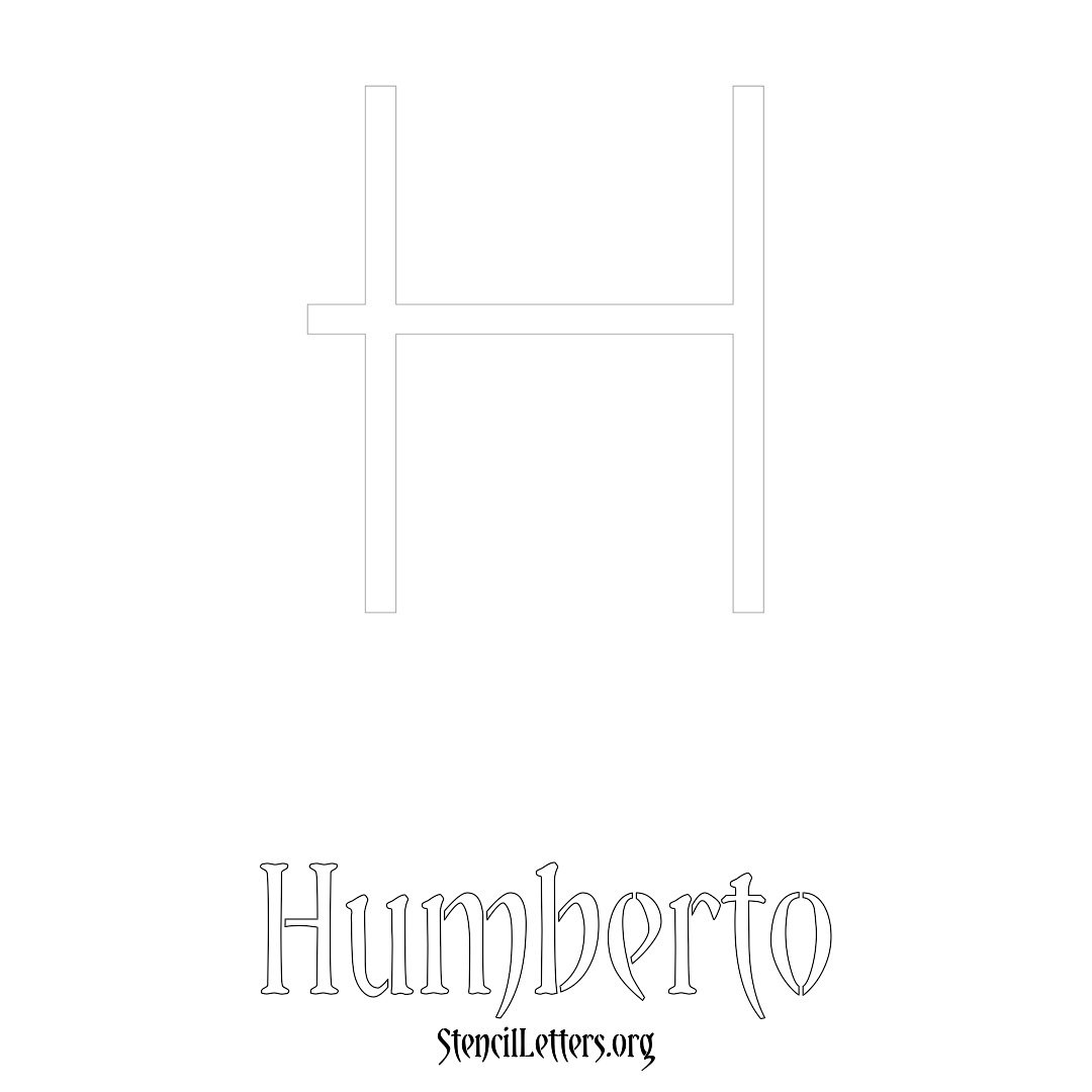 Humberto printable name initial stencil in Simple Elegant Lettering