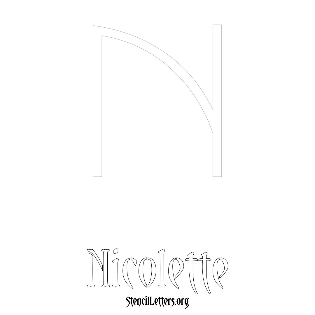 Nicolette printable name initial stencil in Simple Elegant Lettering