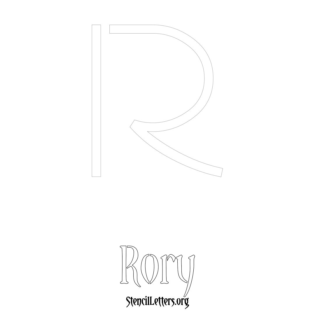 Rory printable name initial stencil in Simple Elegant Lettering