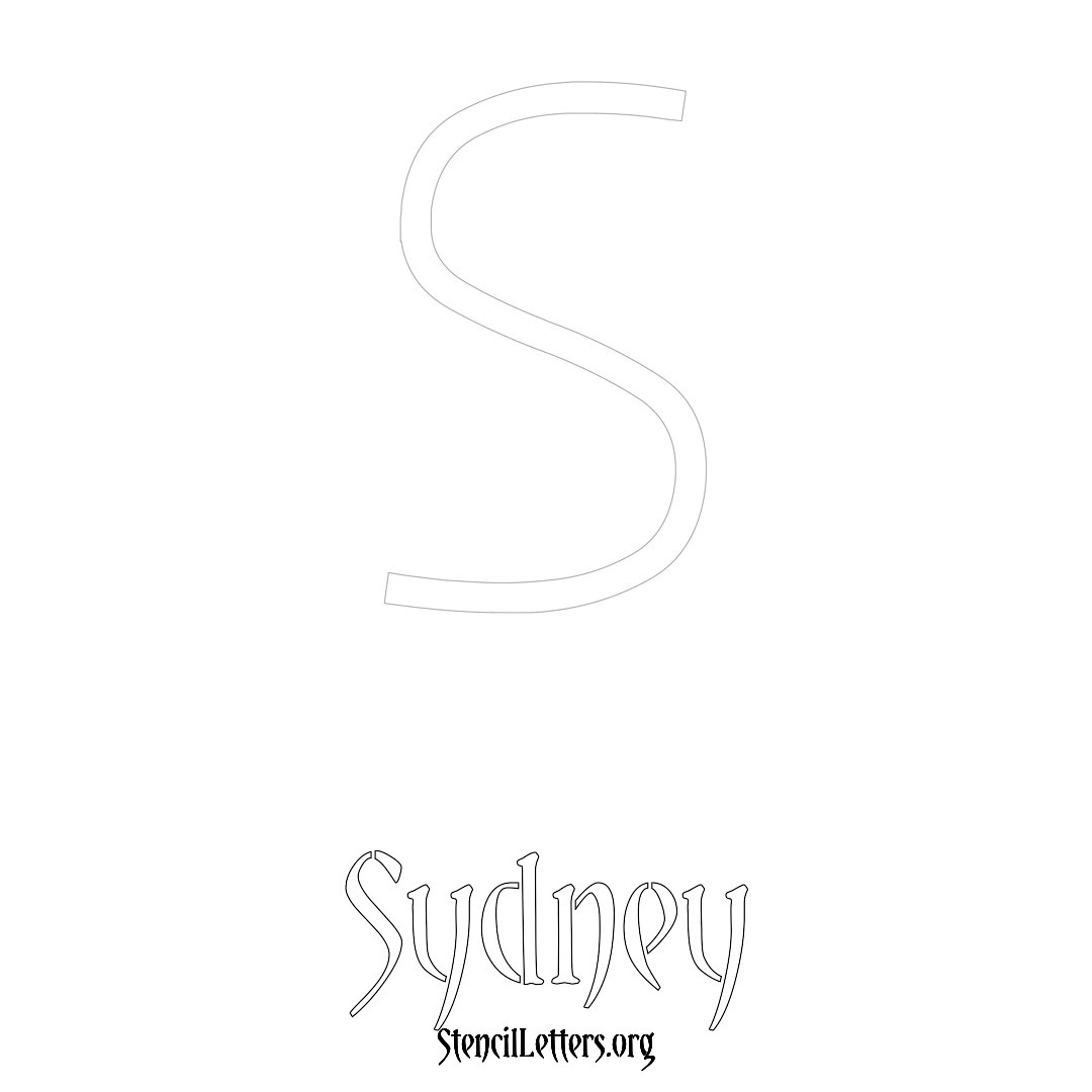 Sydney printable name initial stencil in Simple Elegant Lettering