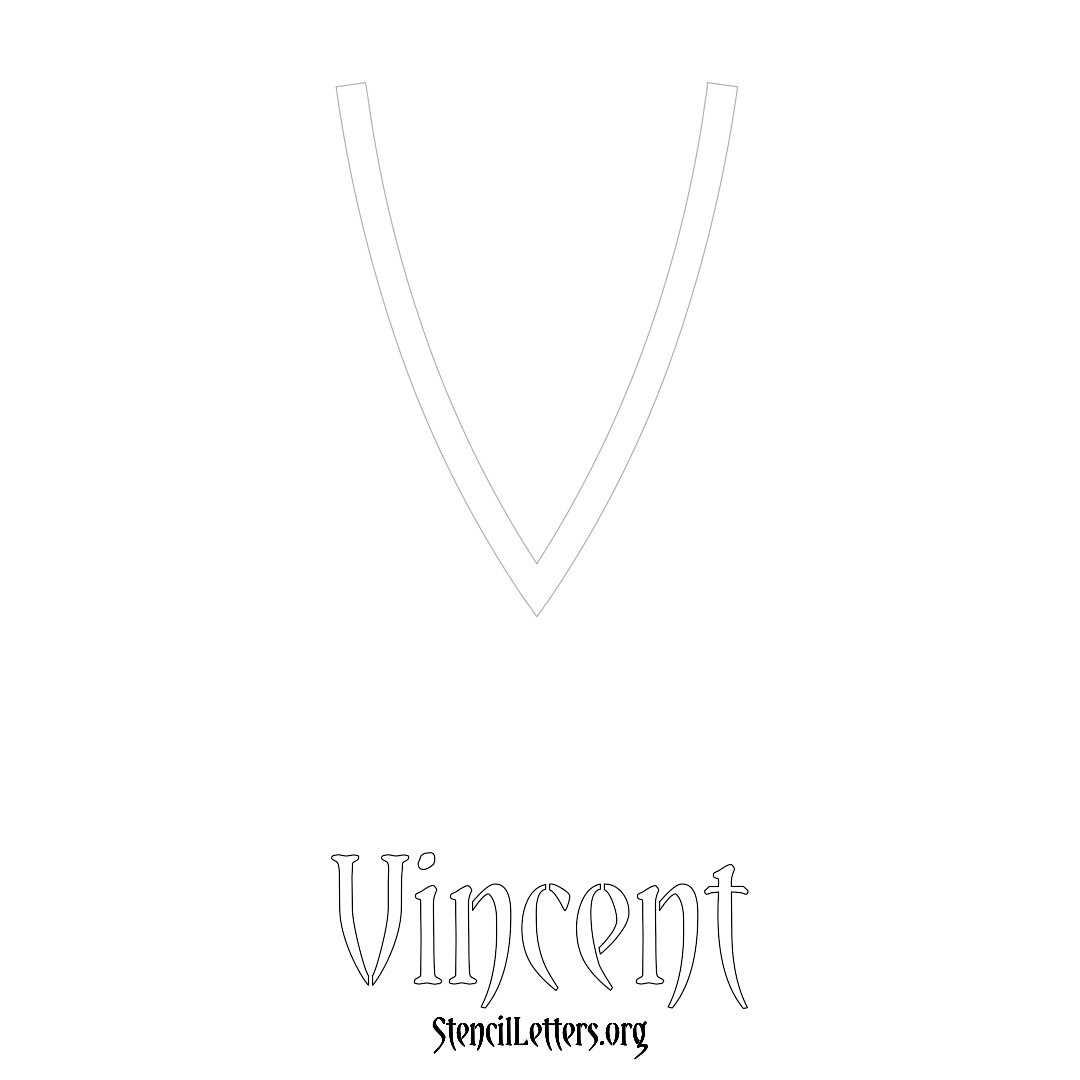 Vincent printable name initial stencil in Simple Elegant Lettering