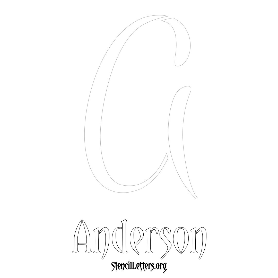 Anderson printable name initial stencil in Vintage Brush Lettering