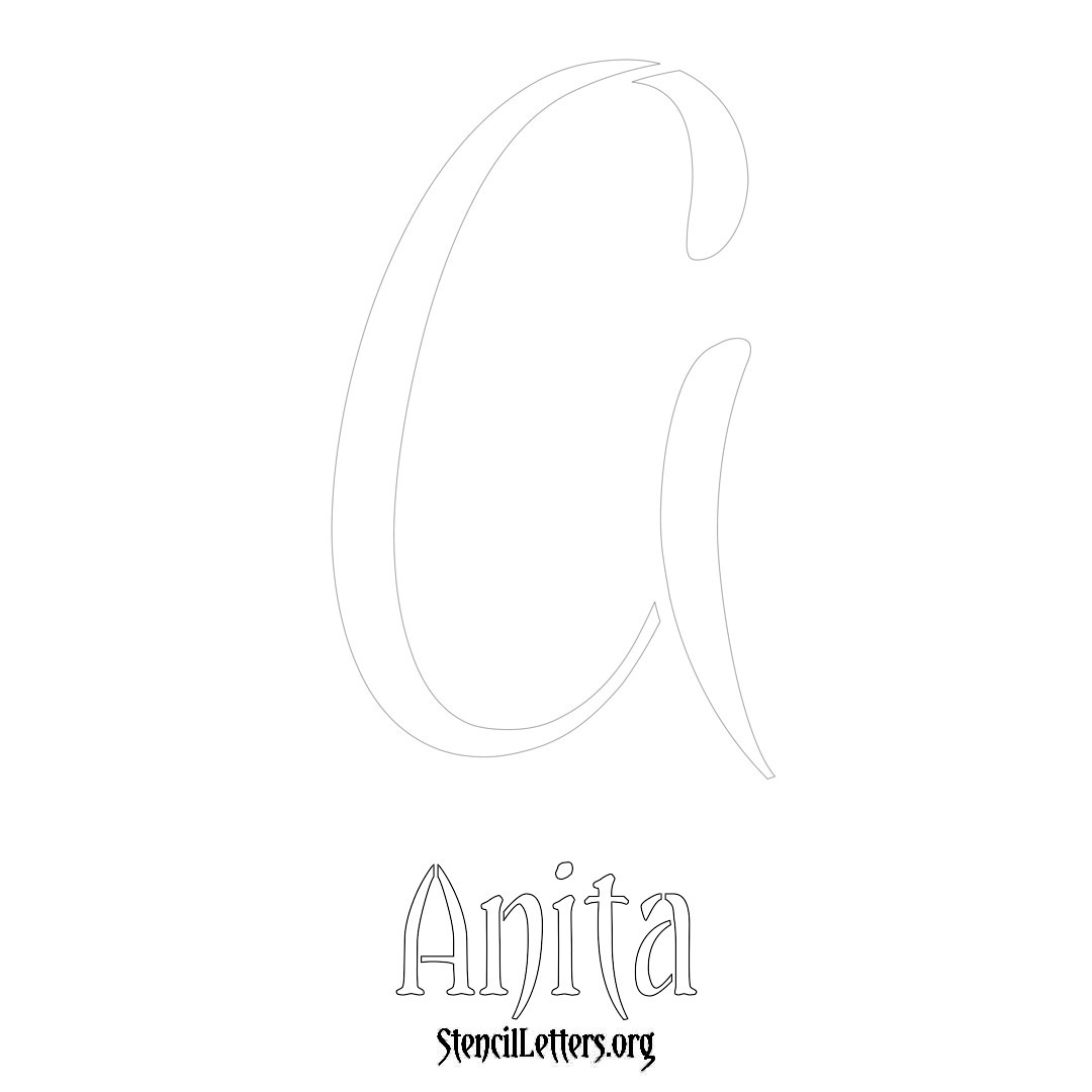 Anita printable name initial stencil in Vintage Brush Lettering