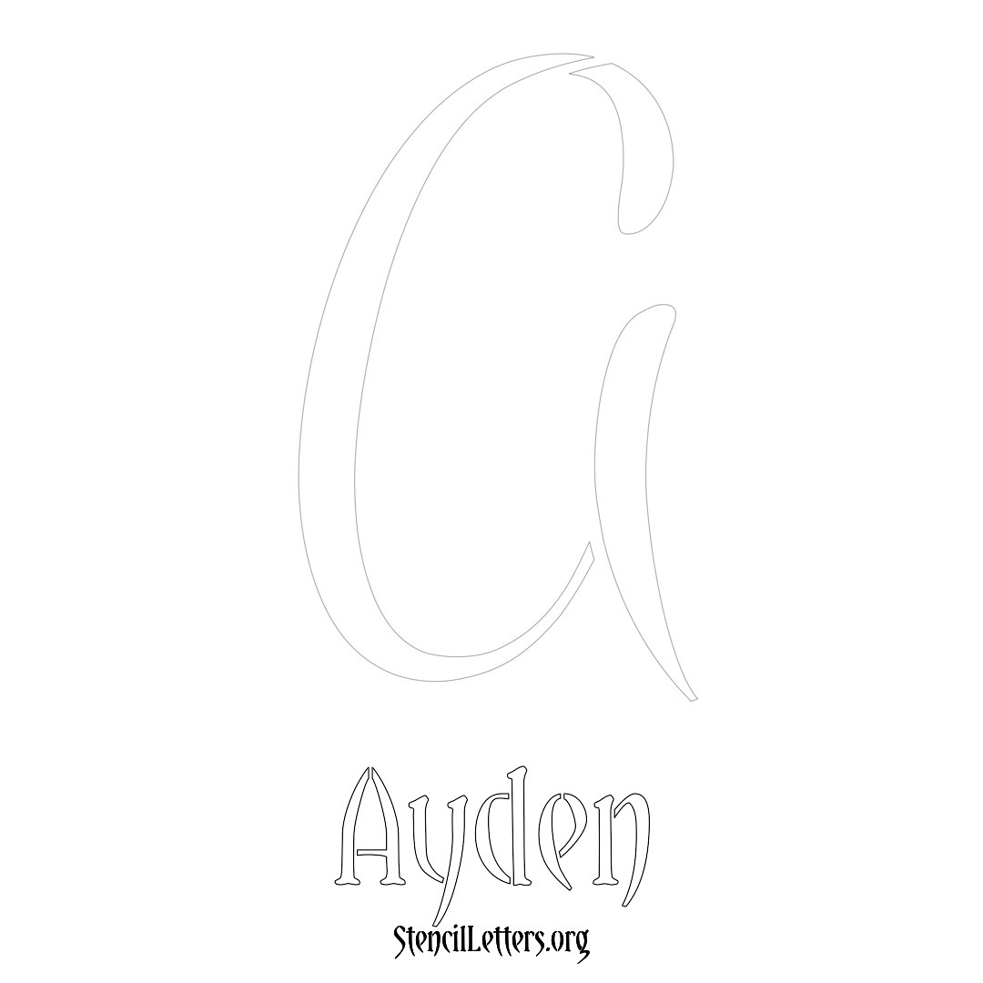 Ayden printable name initial stencil in Vintage Brush Lettering