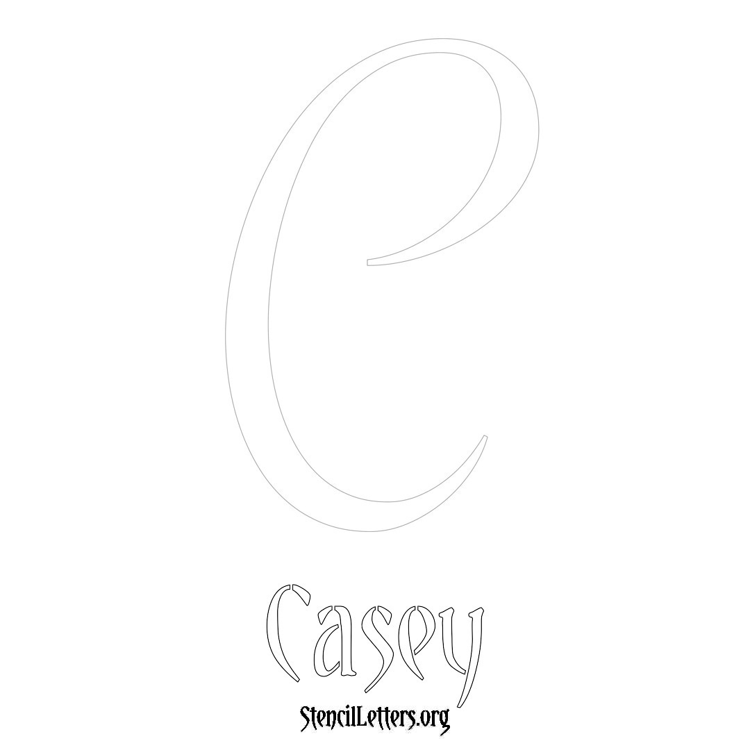 Casey printable name initial stencil in Vintage Brush Lettering