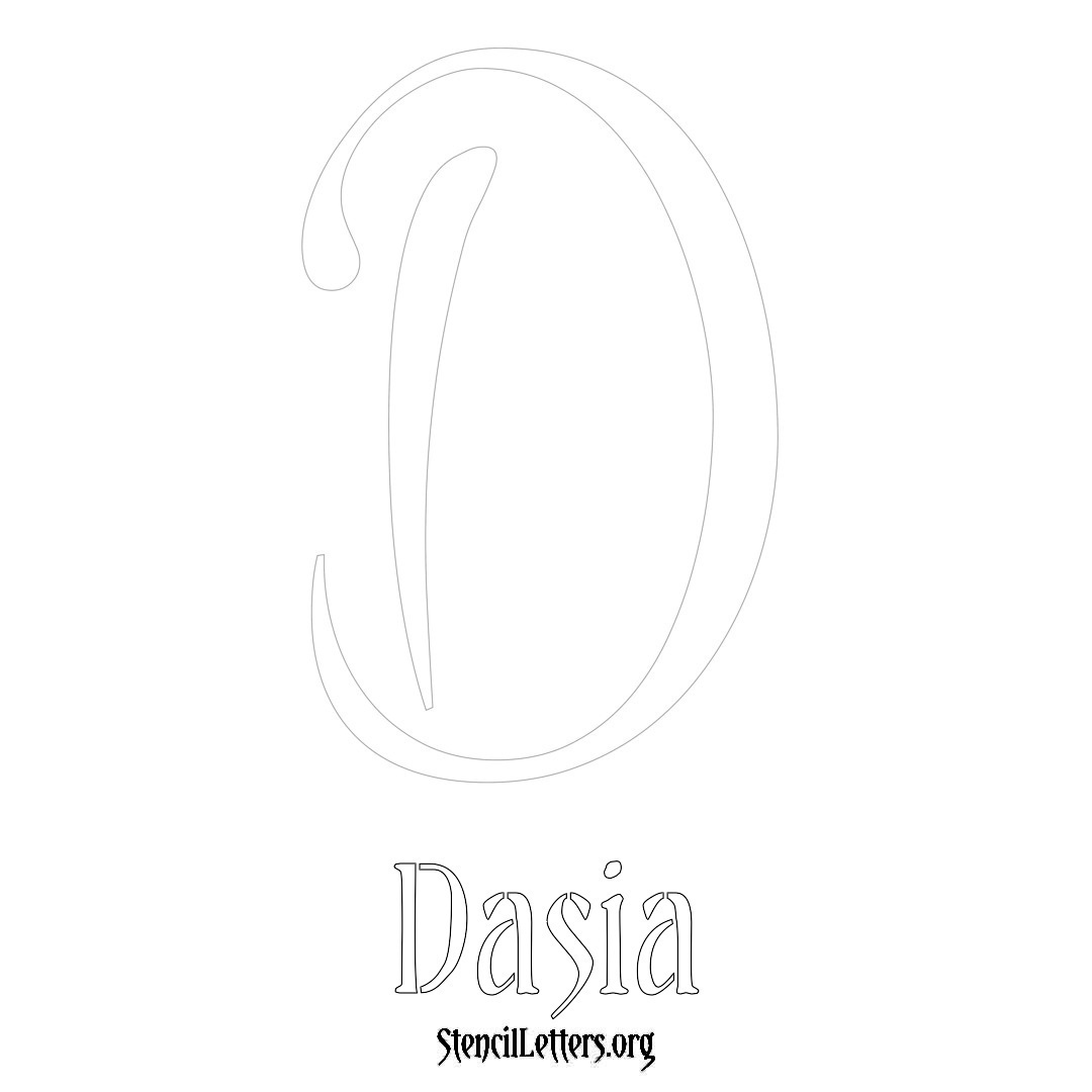 Dasia printable name initial stencil in Vintage Brush Lettering