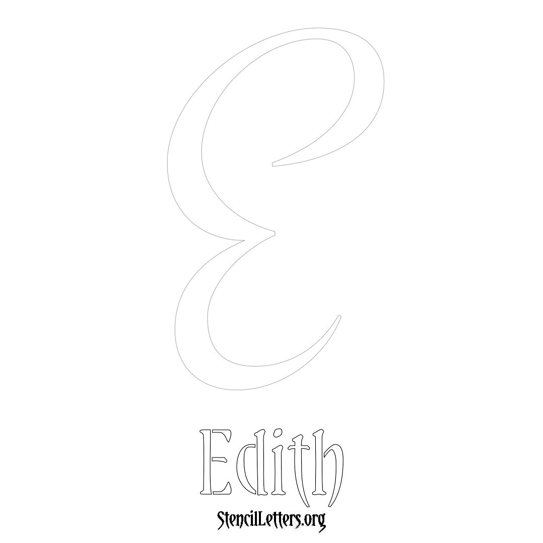 Edith printable name initial stencil in Vintage Brush Lettering