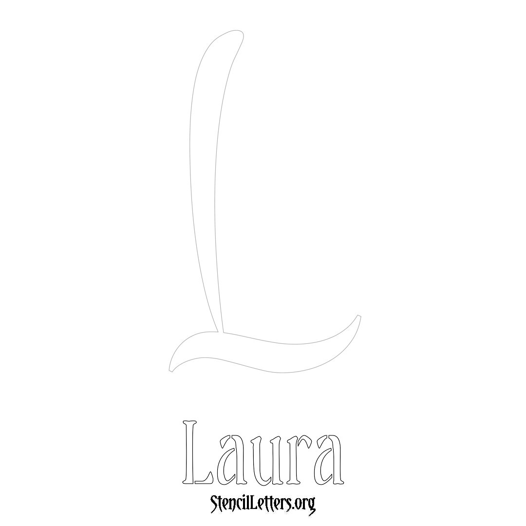 Laura printable name initial stencil in Vintage Brush Lettering