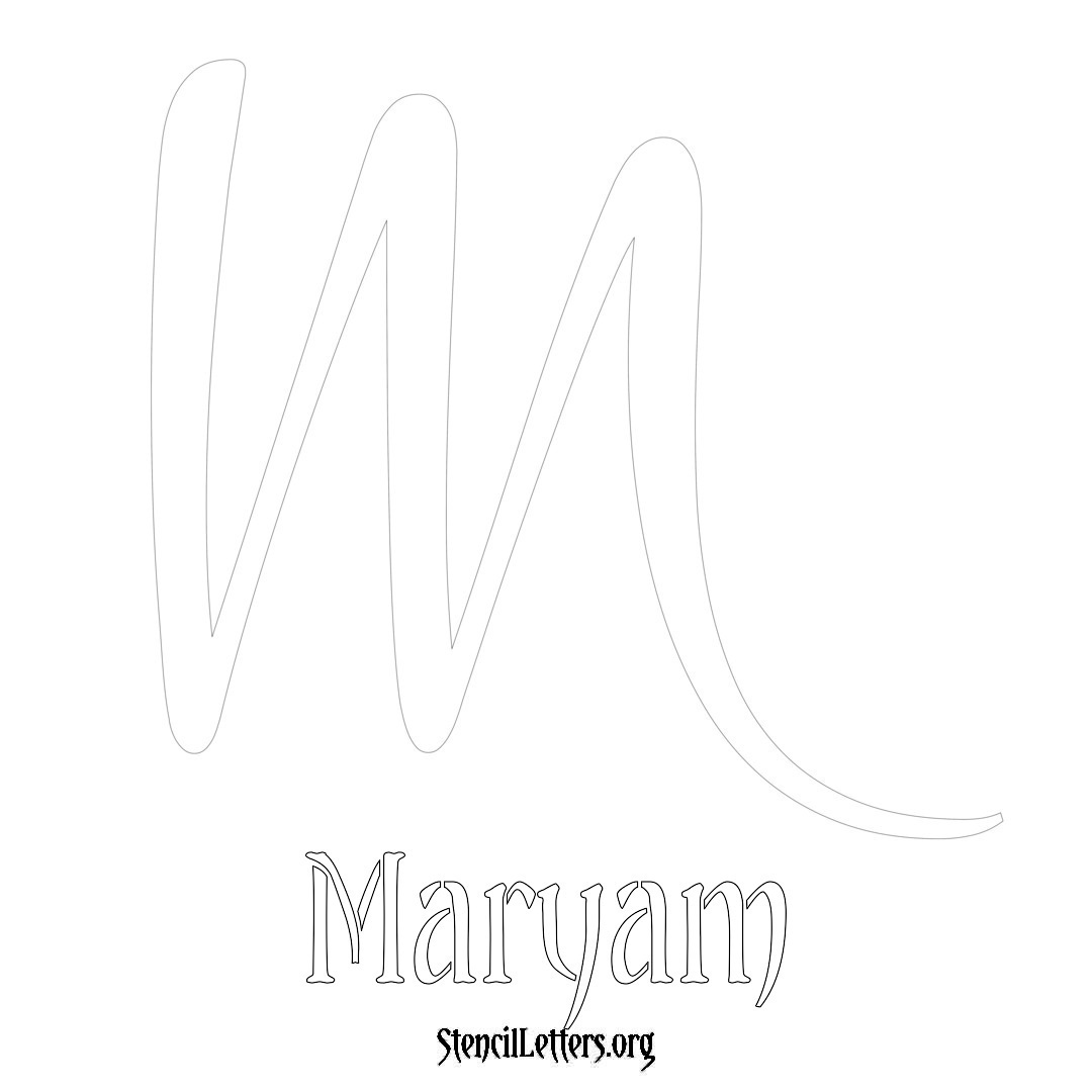 Maryam printable name initial stencil in Vintage Brush Lettering