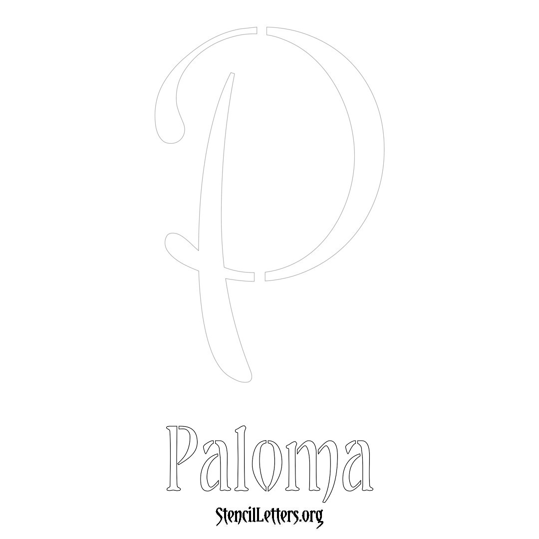 Paloma printable name initial stencil in Vintage Brush Lettering