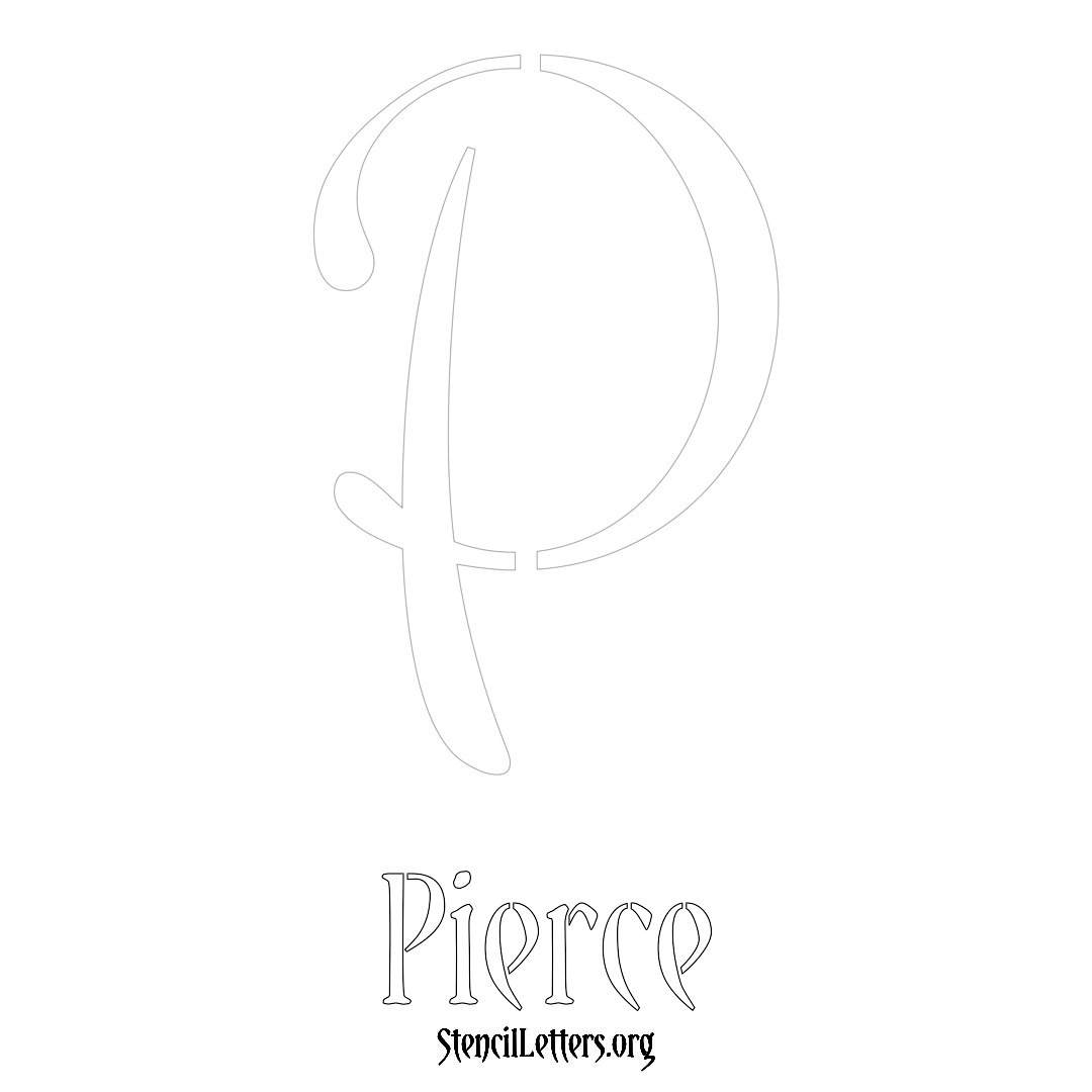 Pierce printable name initial stencil in Vintage Brush Lettering