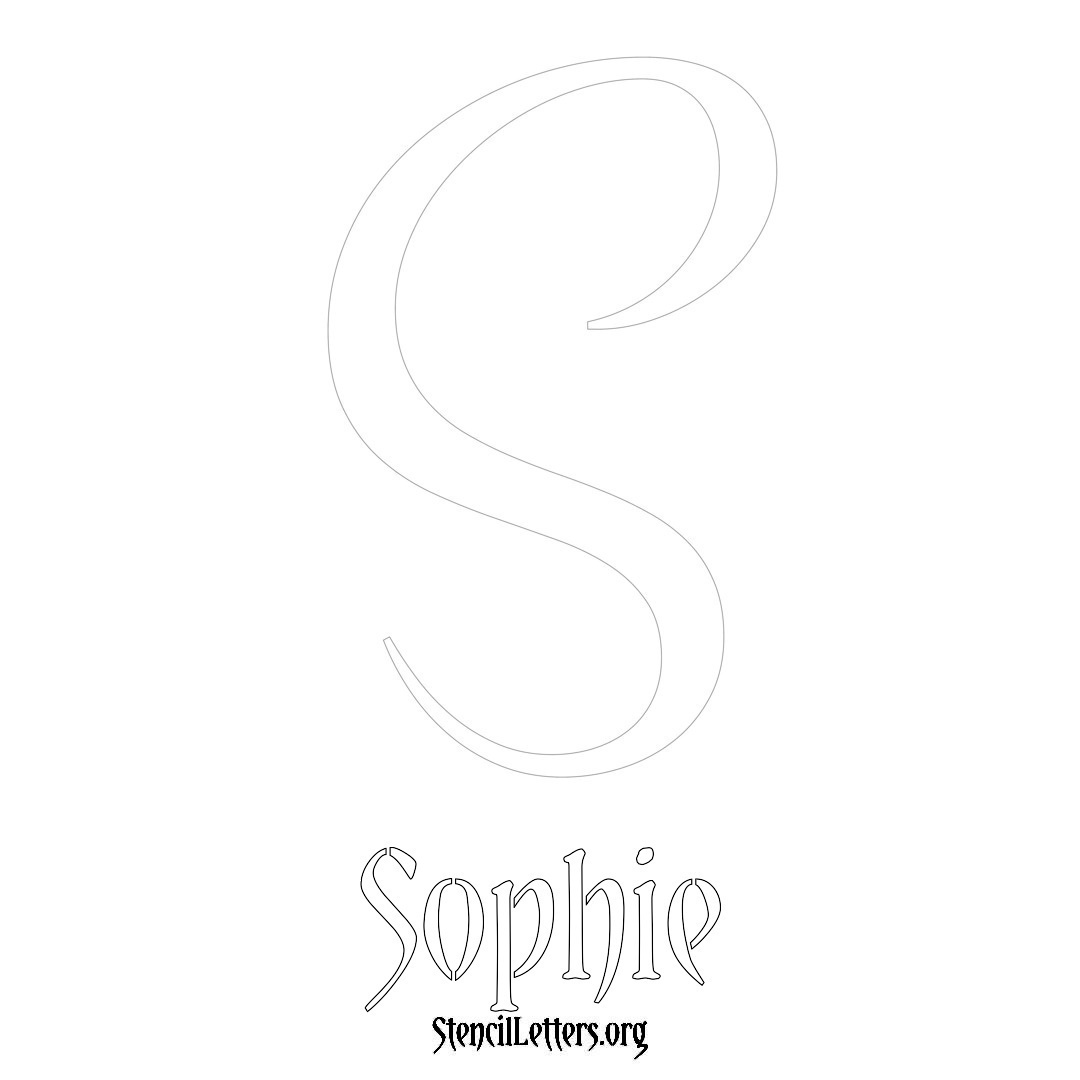 Sophie printable name initial stencil in Vintage Brush Lettering