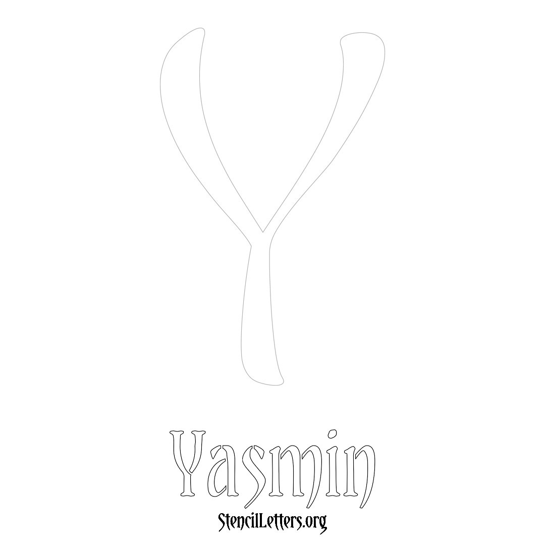 Yasmin printable name initial stencil in Vintage Brush Lettering