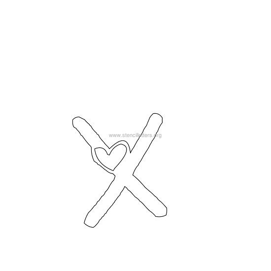 heart design stencil letter x heart design stencil letter x