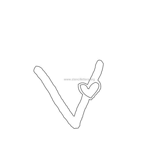 heart design stencil letter v heart design stencil letter v