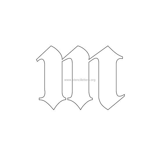 lowercase old-english wall stencil letter m lowercase old-english wall stencil letter m