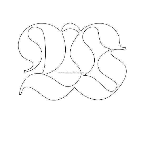 uppercase old-english wall stencil letter w