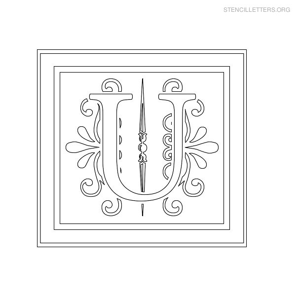 Stencil Letter Decorative U